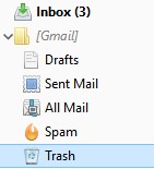 E-mail trash bin has not been emptied