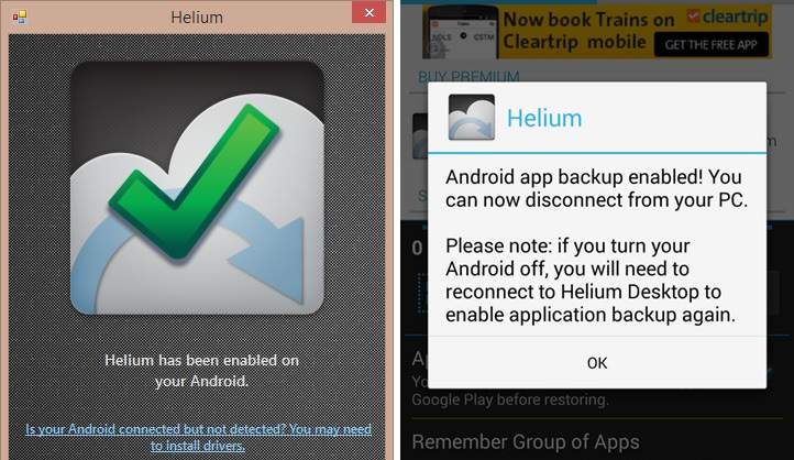 helium for backup